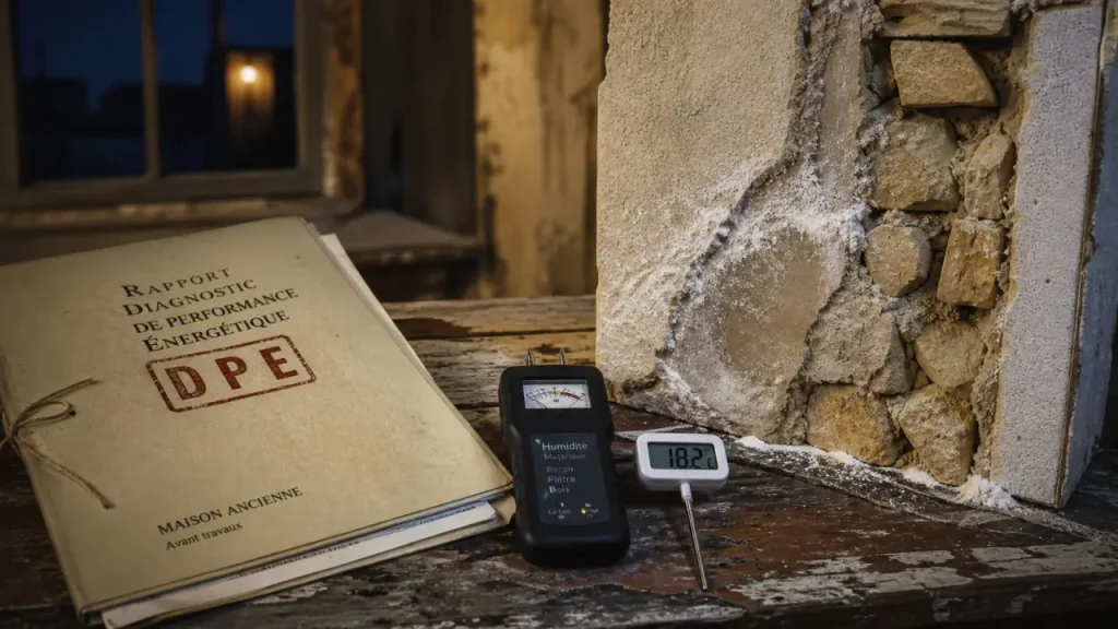 DPE maison ancienne en pierre : traces d’humidité et salpêtre
