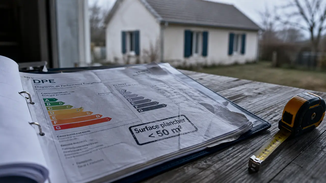 DPE maison moins de 50 m2 : étiquette énergie, contrôle surface < 50 m²