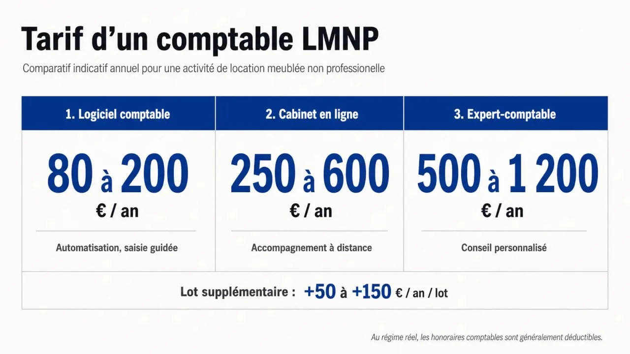 Comparatif du comptable lmnp tarif entre logiciel, cabinet en ligne et expert-comptable