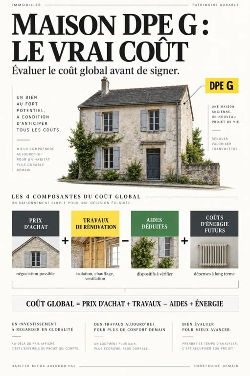 Infographie sur le coût global pour acheter une maison DPE G