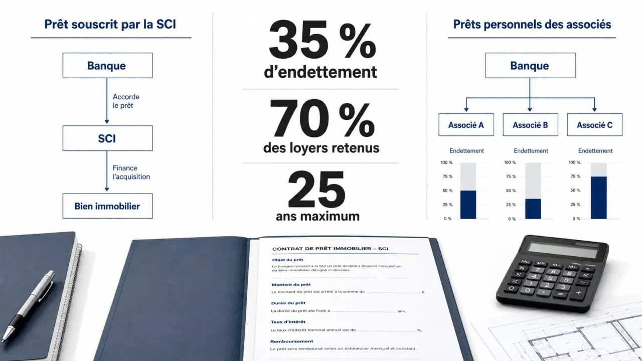 Emprunt SCI : schéma éditorial des montages de financement et des seuils bancaires clés