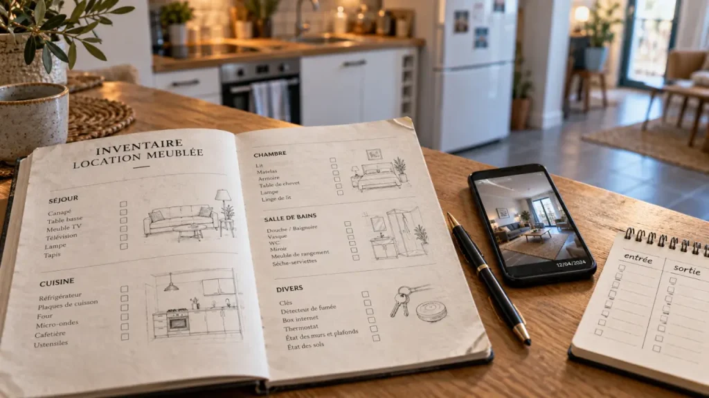 Inventaire de location meublée : 11 équipements à vérifier, un modèle à remplir