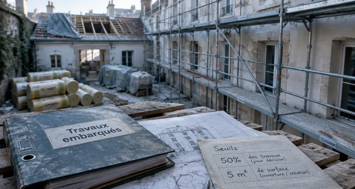 Obligation isolation thermique copropriété : échafaudage sur façade en ravalement